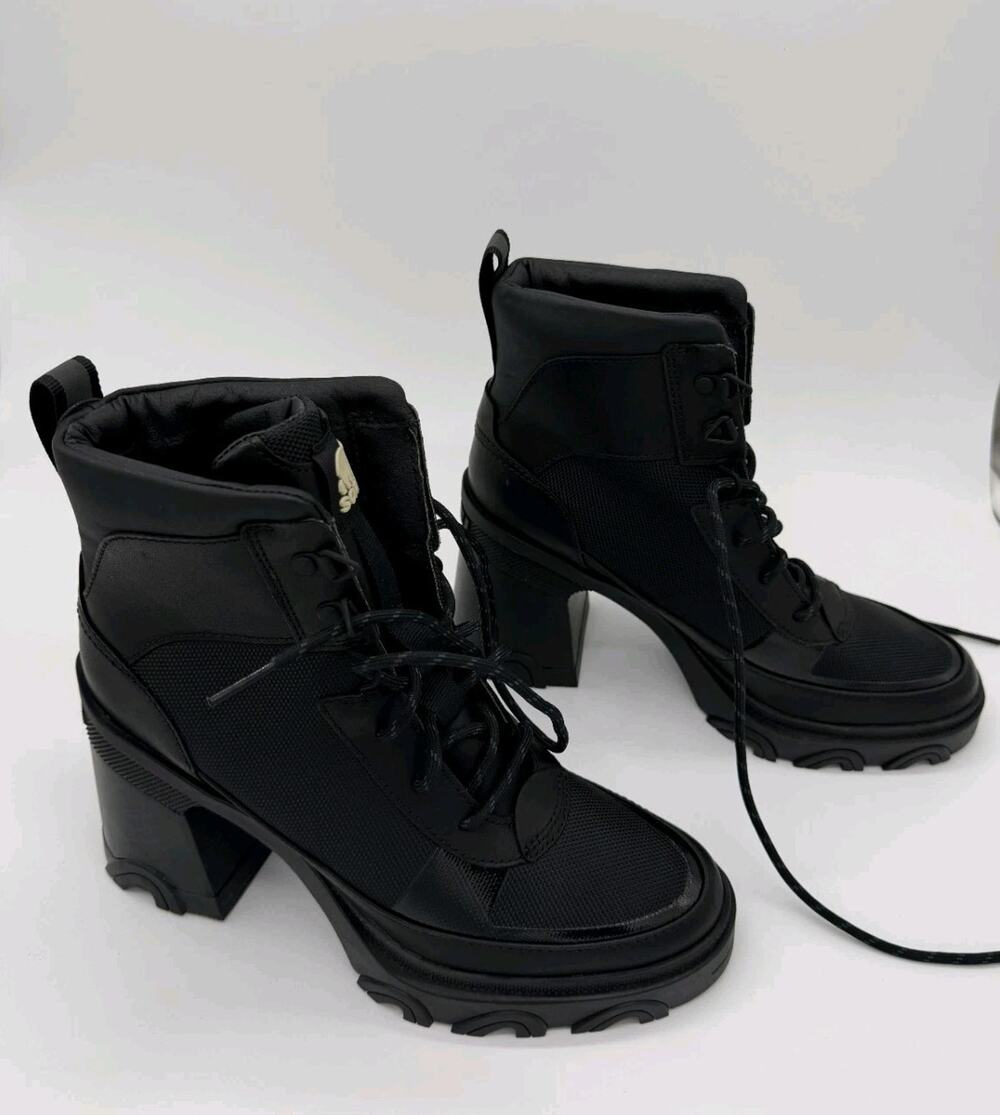 Sorel Women's Brex Heel Lace Boot Size 8 Black Waterproof 1951891010 NEW